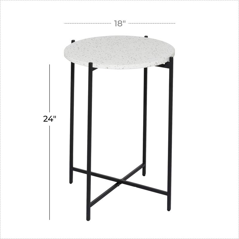 Black Terrazzo Stone Accent Table with Marble Top