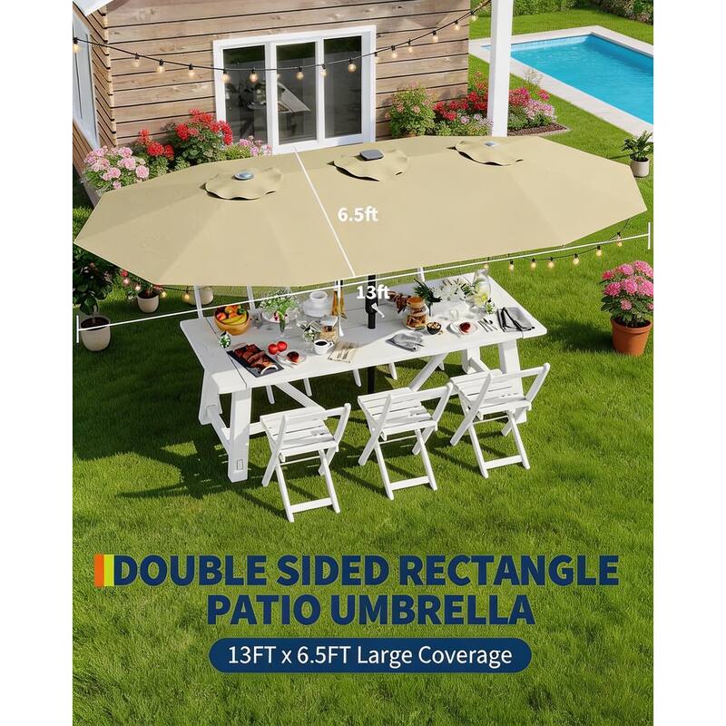 13ft Patio Umbrella, with Double Canopy, No Base