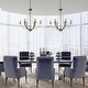 preview thumbnail 7 of 14, Mid-century Modern 6-Light Empire French Country Boho Dining Room Chandelier with Crystal Beads - D25" x H28.5"
