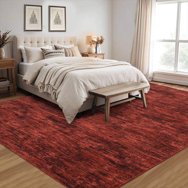 Rugs for Living Room Modern Abstract Area Rug Non-Slip Low Pile Accent Rug Soft Foldable Solid Rug