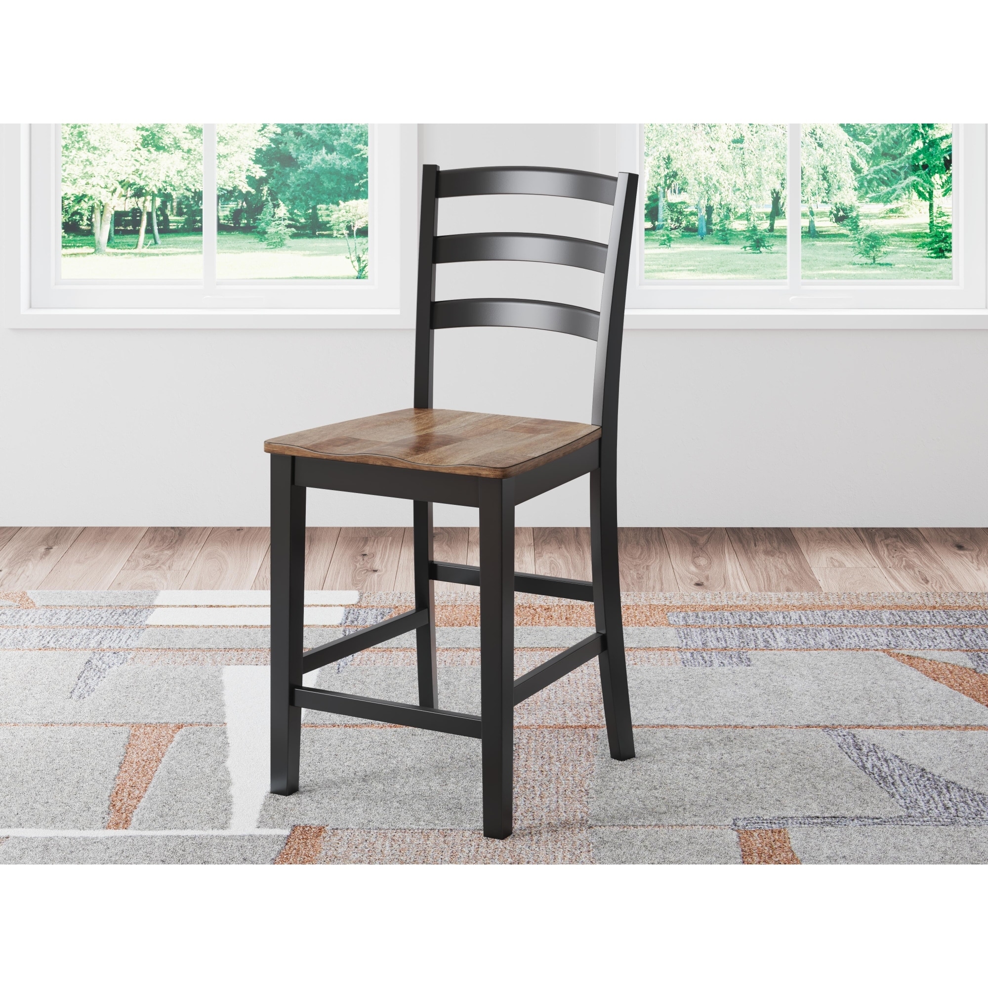 Signature Design by Ashley Wildenauer Brown/Black Bar Stool (Set of 2) - 19" W x 22" D x 40.25" H