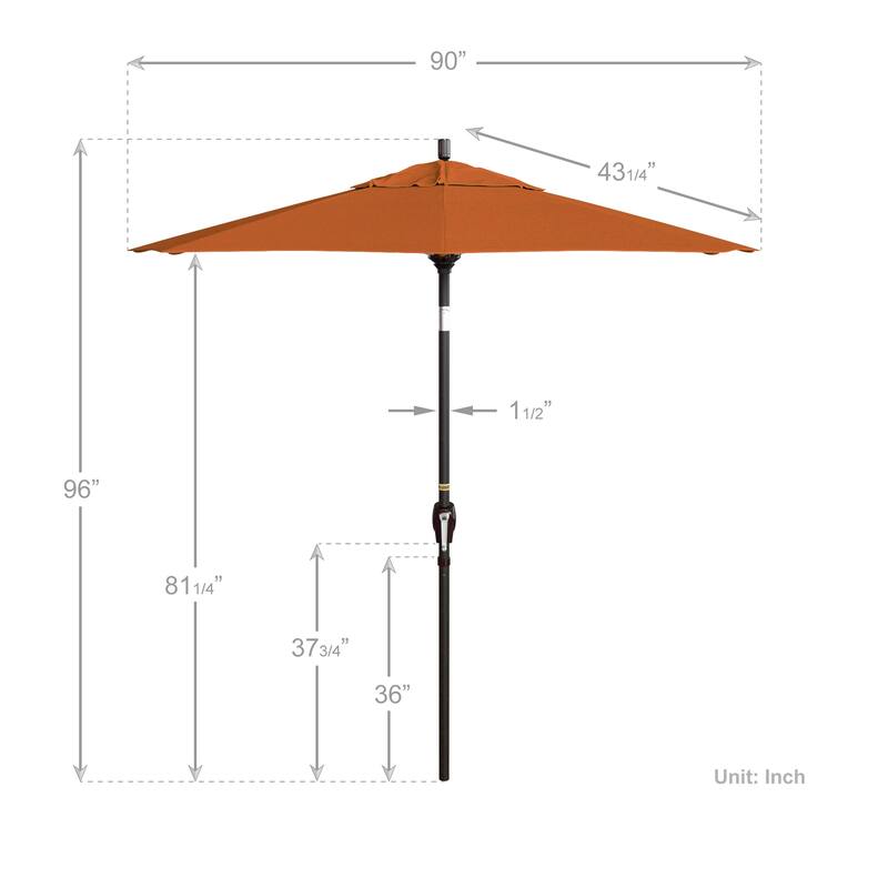 California Umbrella 7.5' Rd. Aluminum Patio Umbrella, Crank Lift with Push Button Tilt, Bronze Finish, Pacifica Fabric