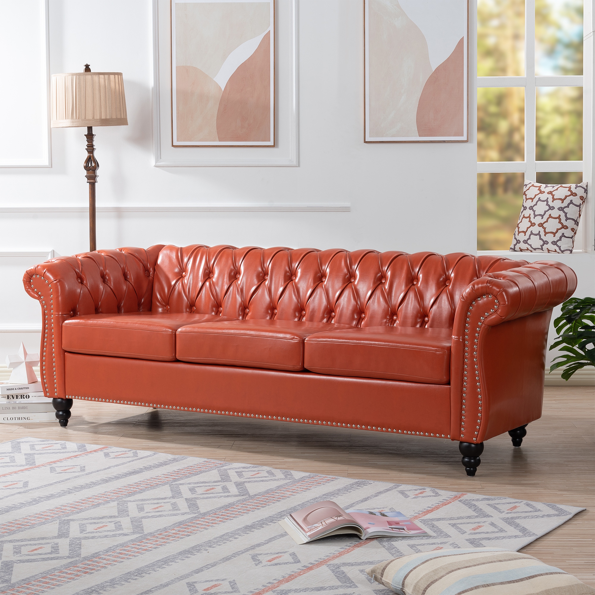 Leather seat cushions cheap for chesterfield sofa
