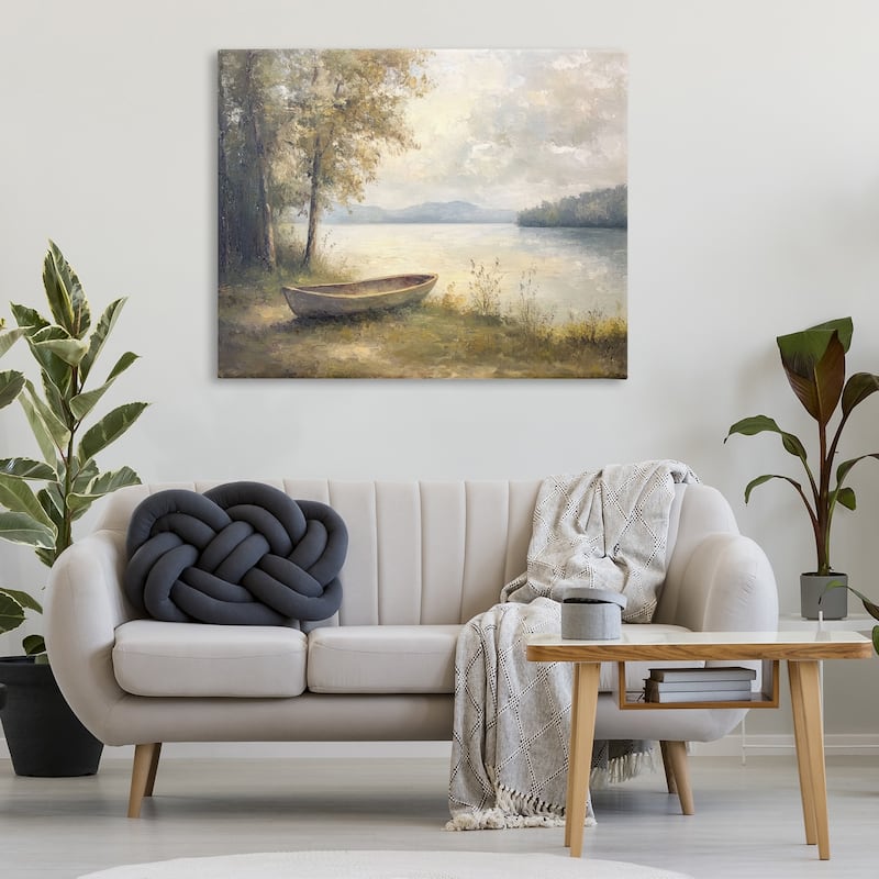 Stupell Boat at Lake's Edge Canvas Wall Art Design By Petal Prints Design