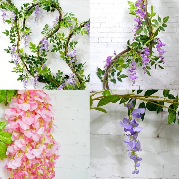 2M Artificial Silk Wisteria Fake Garden Hanging Flower Plant Vine Wedding Dcor