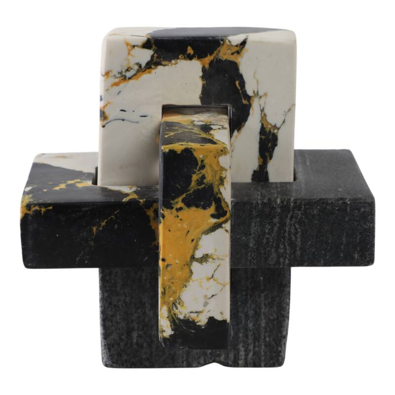 Stone Marble Decorative Object Geometric Sculpture Handcrafted Accent
