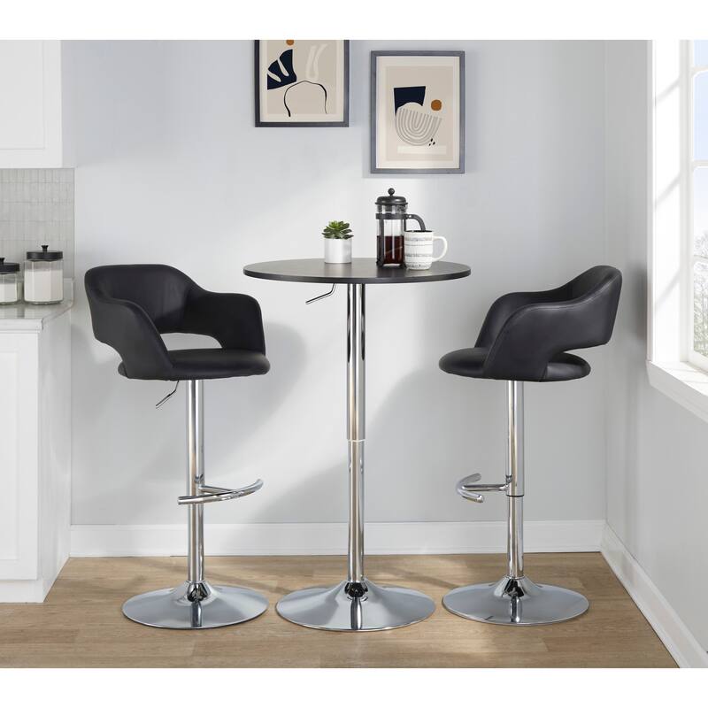 Porch & Den Vallen Adjustable Faux Leather Bar Stool with Rounded T Footrest (Set of 2)