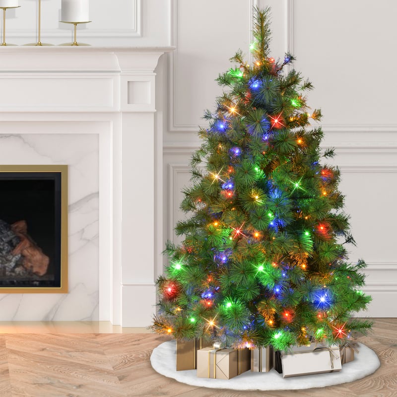 Puleo International 4.5' Pre-Lit Artificial Colorado Pine Christmas Tree with 150 Dual Function LED Lights - 4.5 Foot