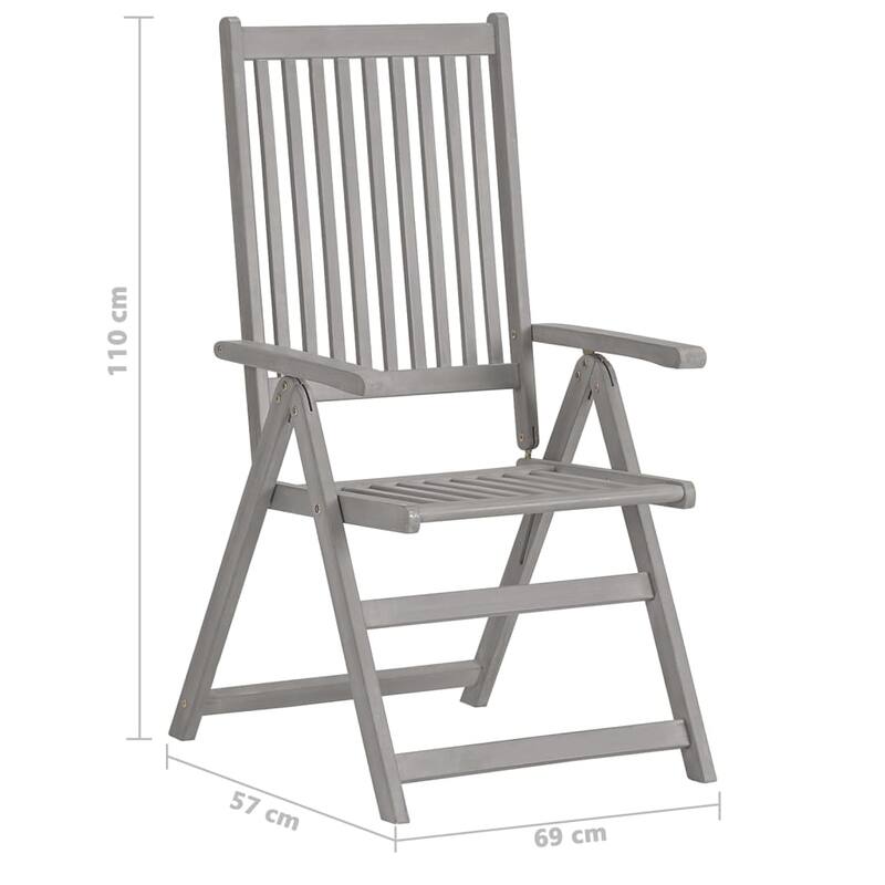 vidaXL Outdoor Recliner Chairs Patio Chair with Cushions Solid Wood Acacia