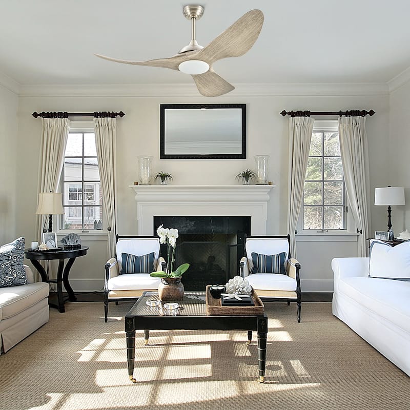 52" Outdoor Wet-Rated Waterproof LED Ceiling Fan with Dimmable Light and Remote Control