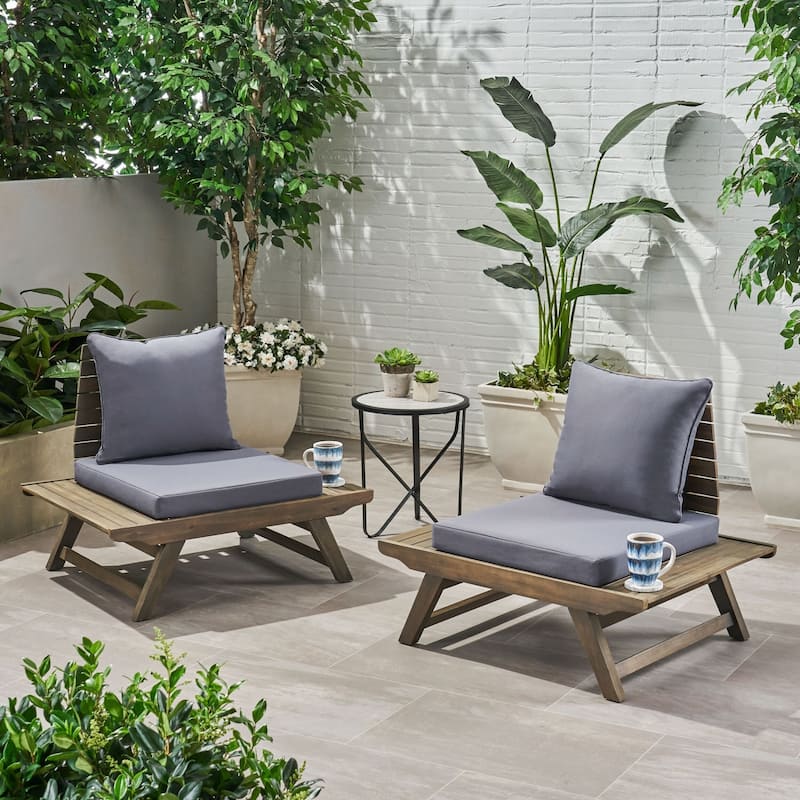 Sedona Outdoor Acacia Wood Chair (Set of 2) by Christopher Knight Home - Dark Gray, Gray Finish