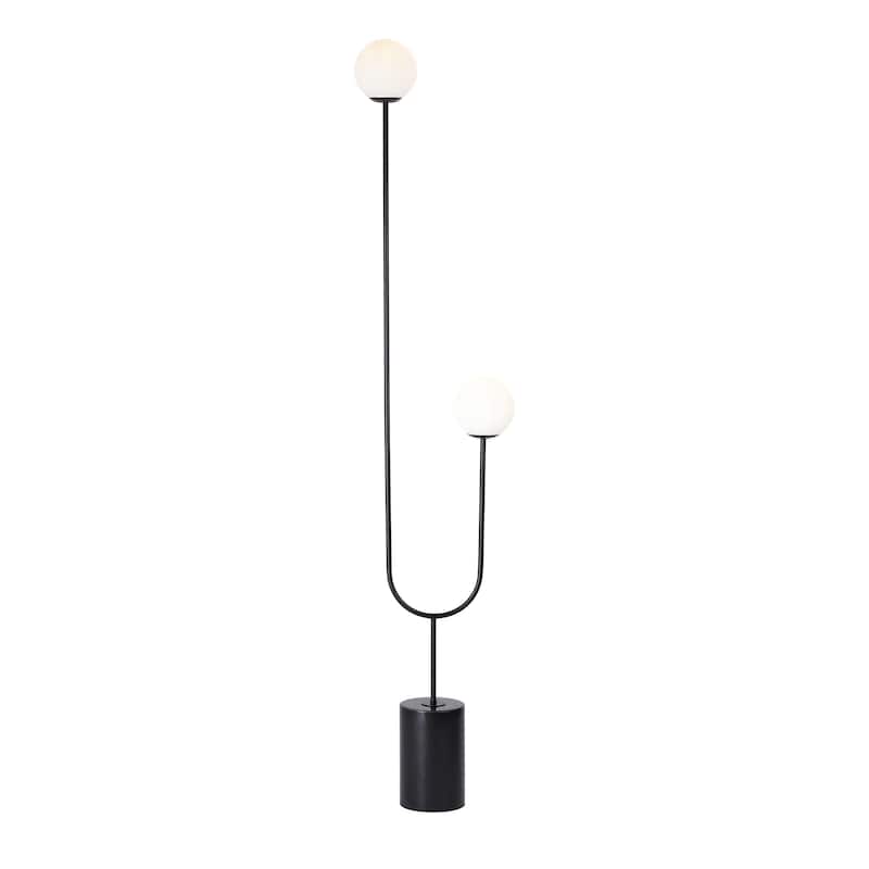 Velio Moon-like Black Uma floor lamp with 2-Glass Shades