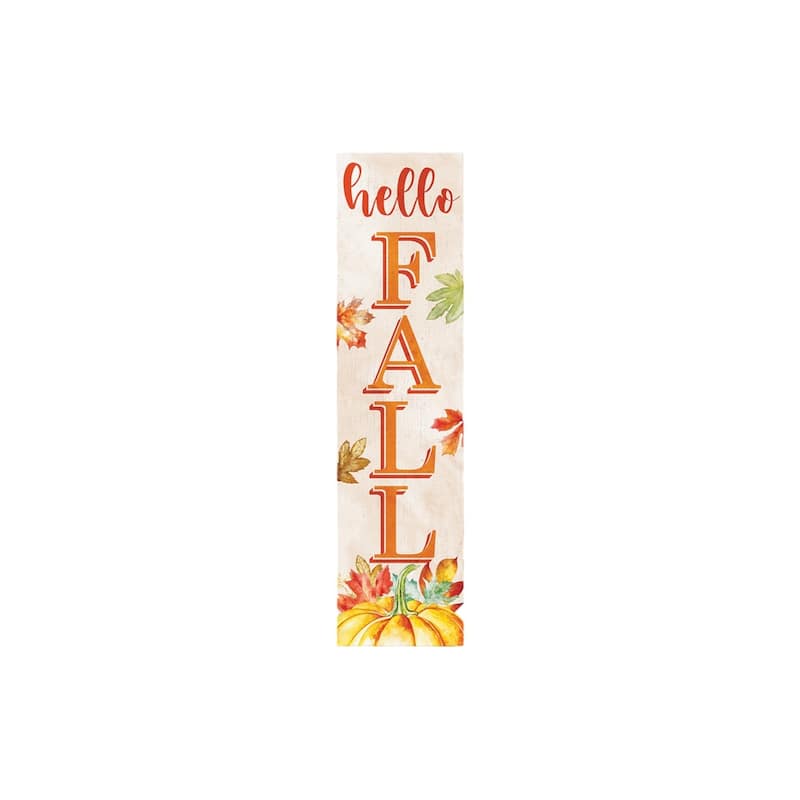 HomeRoots 36" Orange Solid Wood Hello Fall Porch Sign