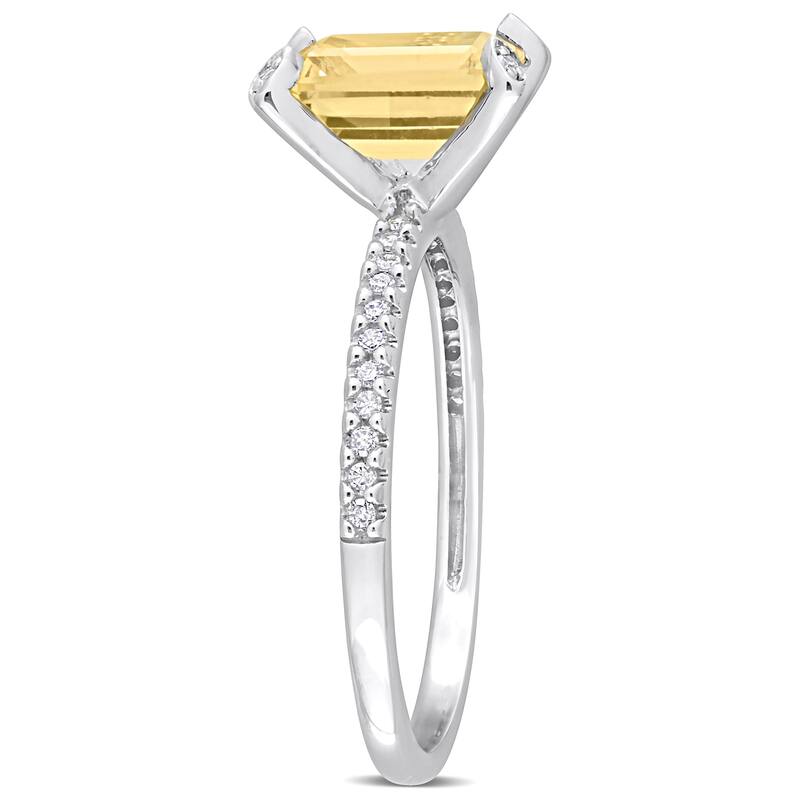 Miadora 1 1/2ct TGW Citrine and 1/10ct TDW Diamond Octagon Ring in 10k White Gold