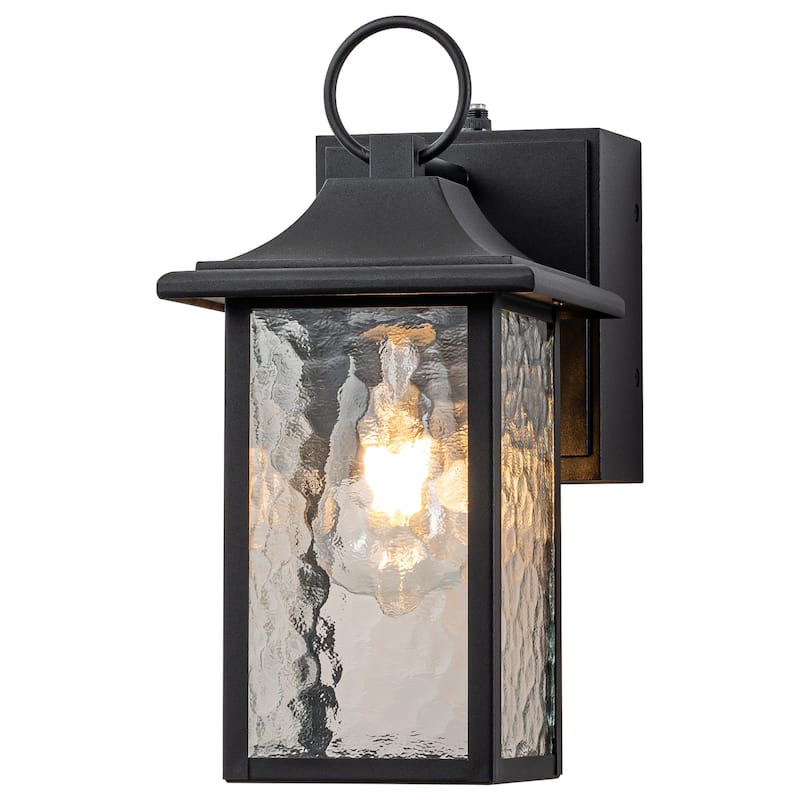 11.75" H Dusk to Dawn Porch light with GHCI outlet with Hammer Glass - Standard