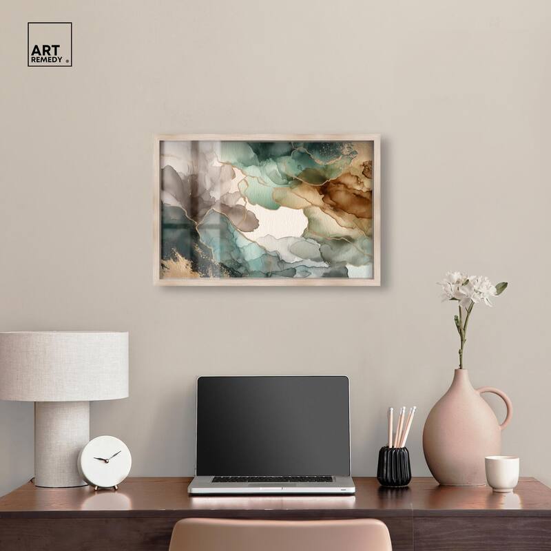 Golden Estuary II Shadowbox by Art Remedy