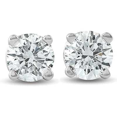 3/4Ct Round Diamond Studs Brilliant Cut Earrings White Gold Enhanced