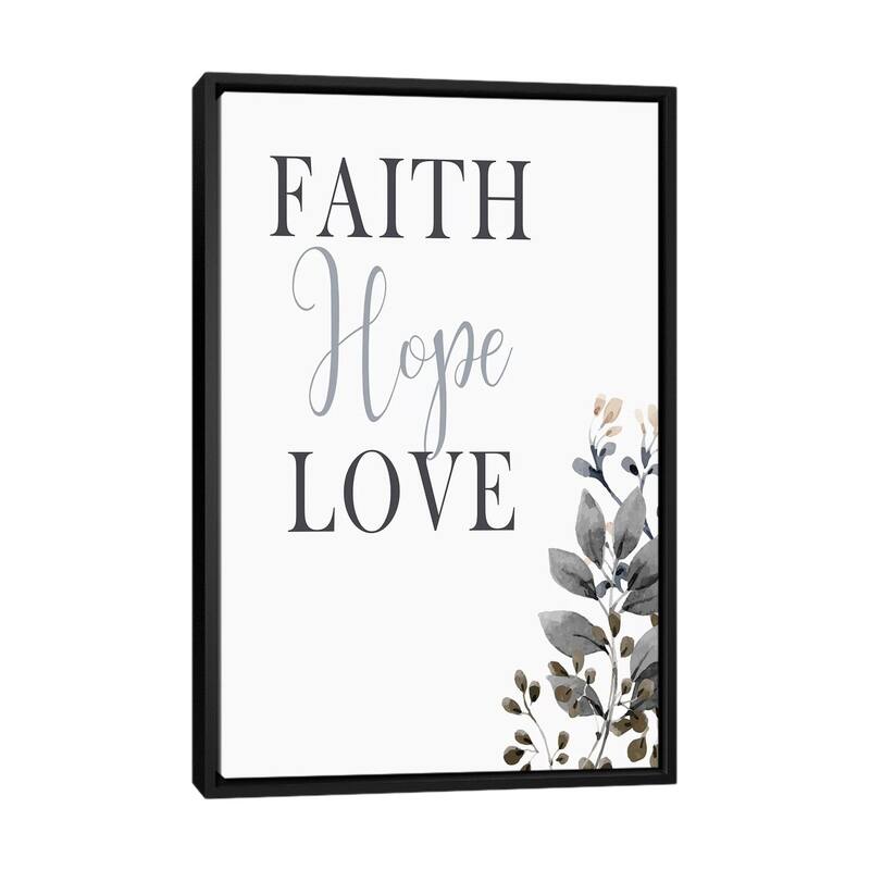 iCanvas "Faith Hope Love" by Kimberly Allen Framed - Black - 40x26