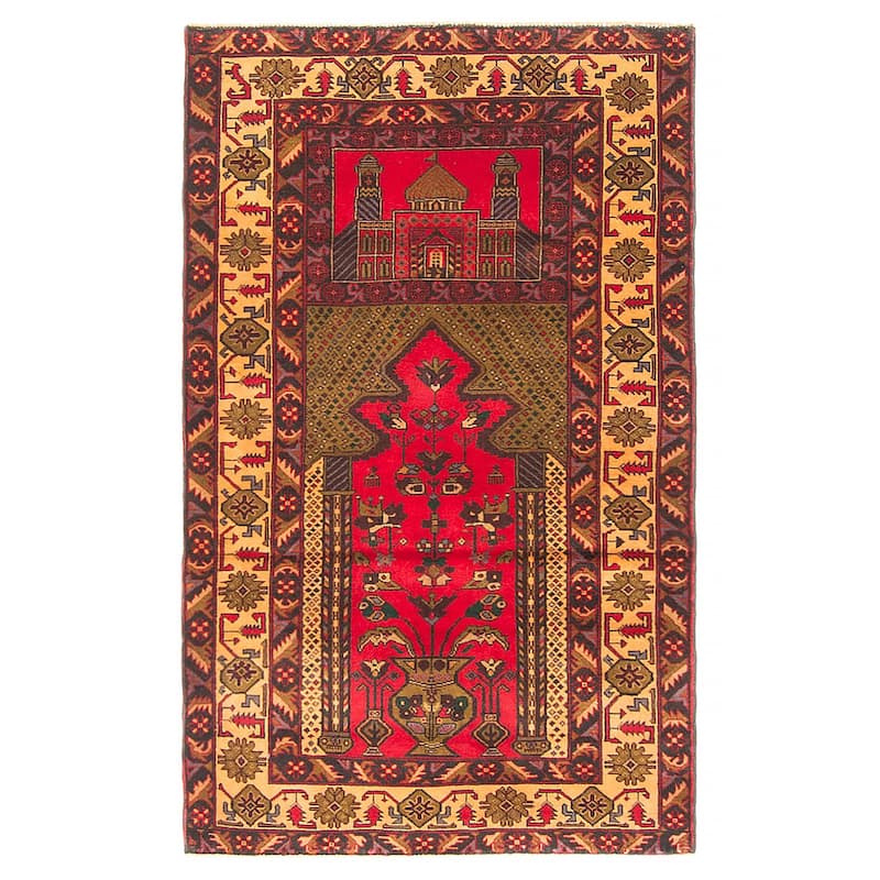 Teimani Red Rug 3'0" x 4'10" - 3'0 x 4'10 - Red - 3'0 x 4'10