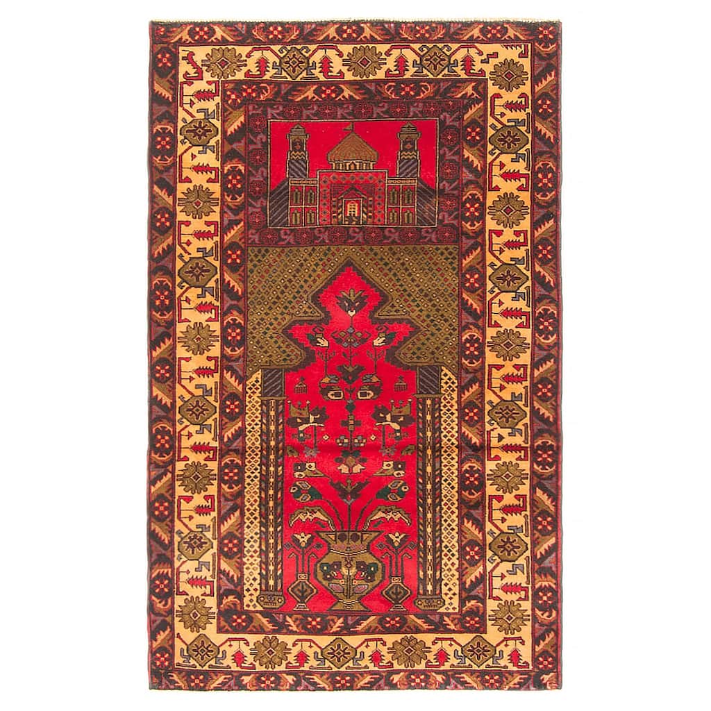 Teimani Red Rug 3'0" x 4'10" - 3'0 x 4'10