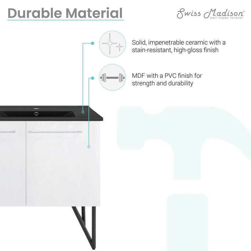 Swiss Madison SM-BV216DMB Annecy 59" Free Standing Double Basin Vanity