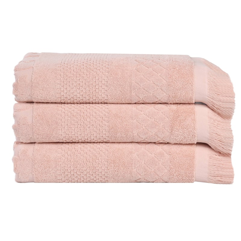 Superior Rolla Cotton Geometric Jacquard Plush Soft Bath Towel Set of 3
