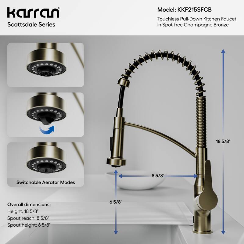 Karran Scottsdale Single-Handle Pull-Down Sprayer Touchless Kitchen Faucet