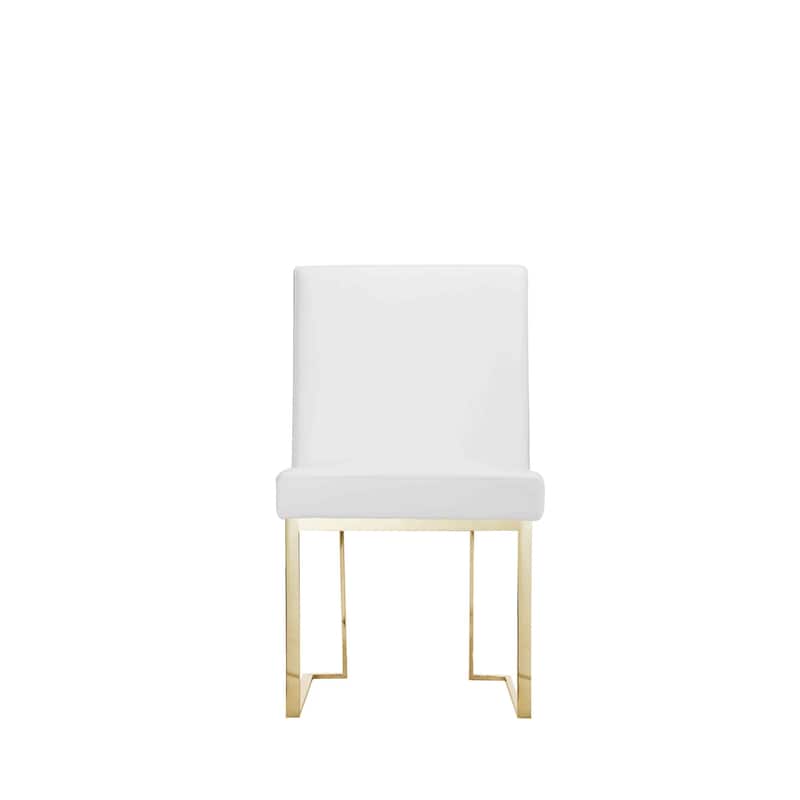 Boly 19 Inch Side Dining Chair Set of 2, Cantilever Base, White and Silver