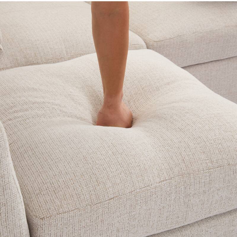 85.4" Chenille Modular Sectional Sofa with Ottoman and USB Ports - U/L-Shaped Convertible Design