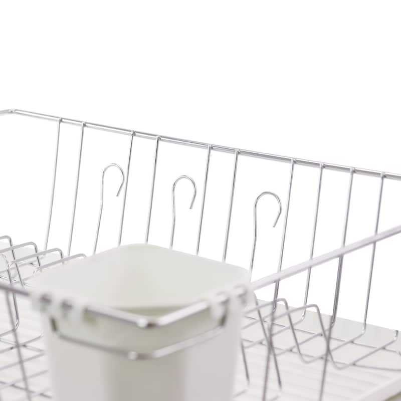 16-Inch Space Saving Dish Rack in White