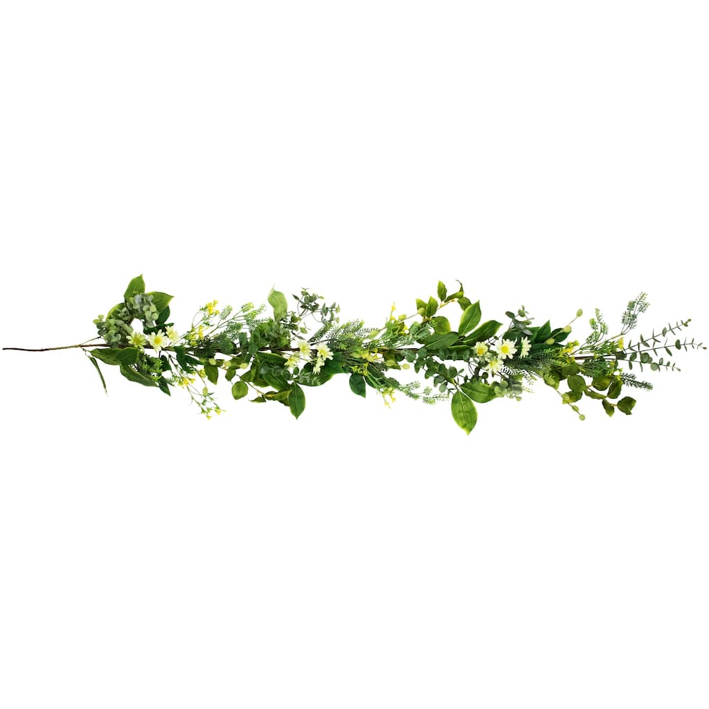 Mixed Foliage and Daisy Spring Garland - 5'
