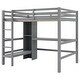preview thumbnail 4 of 22, Full Size Loft Bed with Bulit-in Desk and Multifunction Storage Shelves, Wooden Loft Bedframe with Ladder and Guardrail