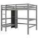 preview thumbnail 17 of 22, Full Size Loft Bed with Bulit-in Desk and Multifunction Storage Shelves, Wooden Loft Bedframe with Ladder and Guardrails