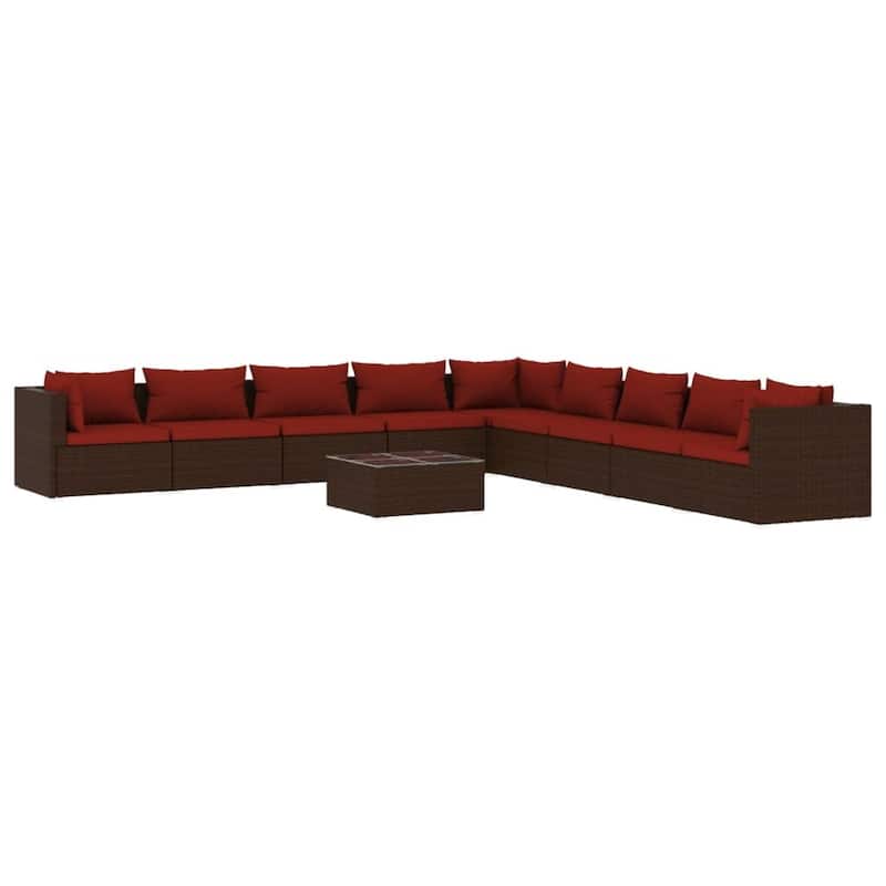 vidaXL Patio Lounge Set Outdoor Sectional Sofa Set Table Garden Poly Rattan - 27.6" x 27.6" x 23.8"
