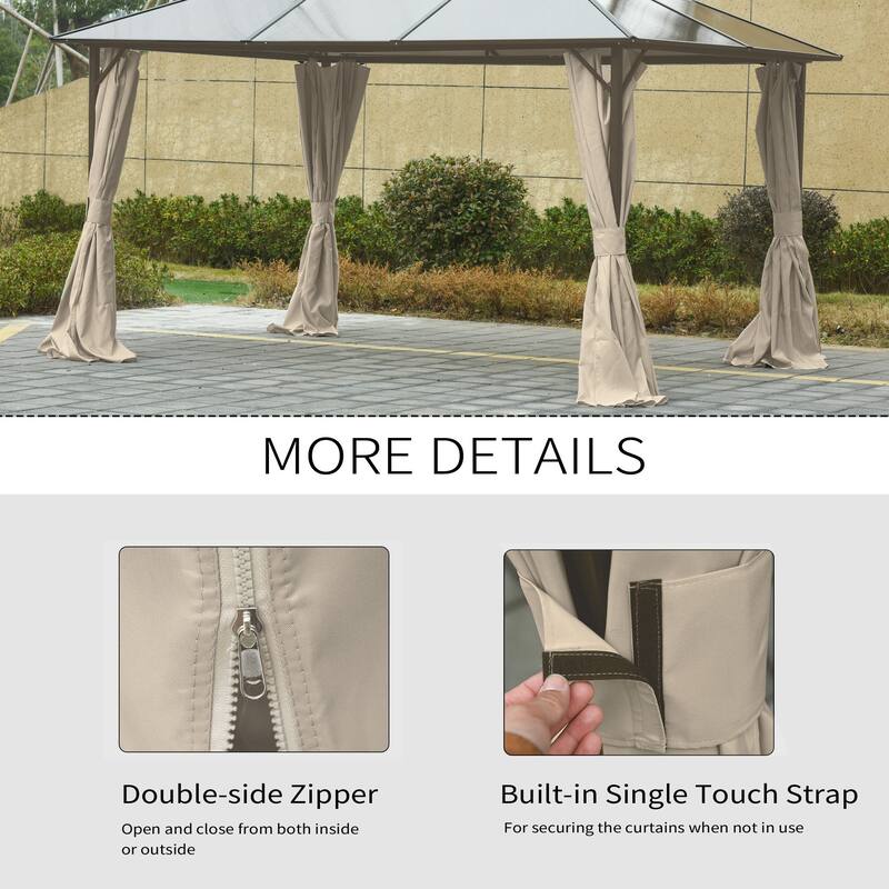 Outsunny 9.84' x 11.8' Gazebo Sidewall Set with Hooks/C-Rings