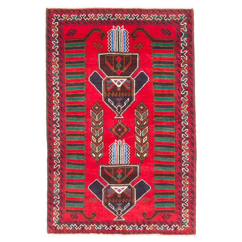ECARPETGALLERY Hand-knotted Teimani Red Wool Rug - 3'0 x 4'1