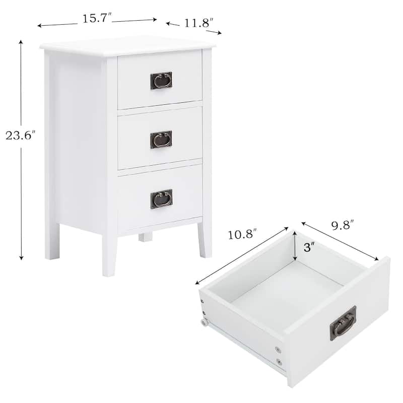 Javlergo Mid Century Wood Nightstand with 3-Drawer