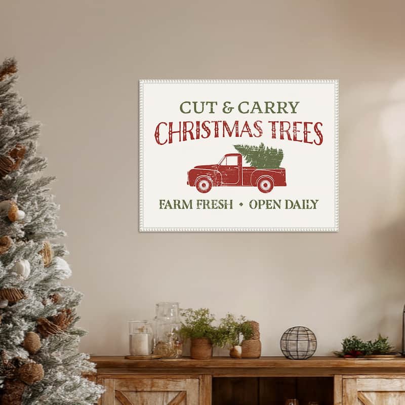 Christmas Farm Sign II by Victoria Barnes Framed Canvas Wall Art Print