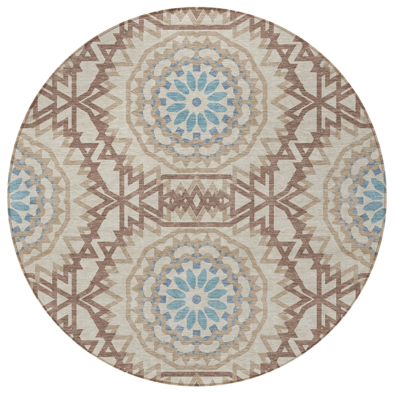 HomeRoots Floral Medallion Transitional Rectangle Outdoor Rug