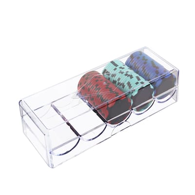 GSE™ 100ct Acrylic Poker Chip Tray with Cover. Casino Poker Chip Rack with Lid. Holds 100 Chips - Clear