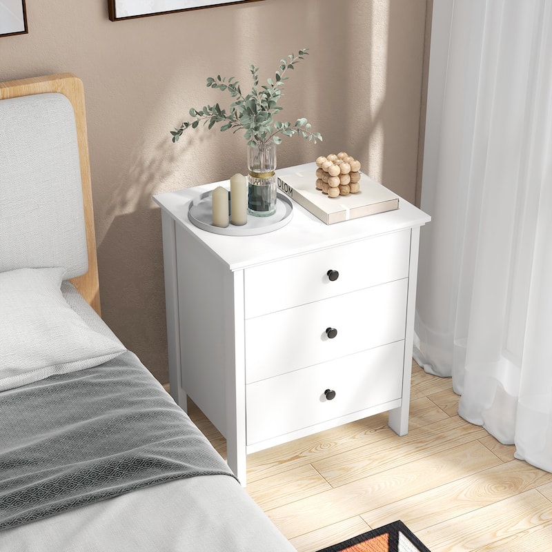 Modern 3-Drawer Nightstand Bedside Table with Storage Space - 22" x 18" x 26"