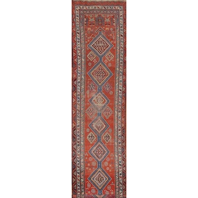Red Antique Heriz Bakhshayesh Persian Runner Rug Handmade Wool Carpet - 3'3"x 15'8"