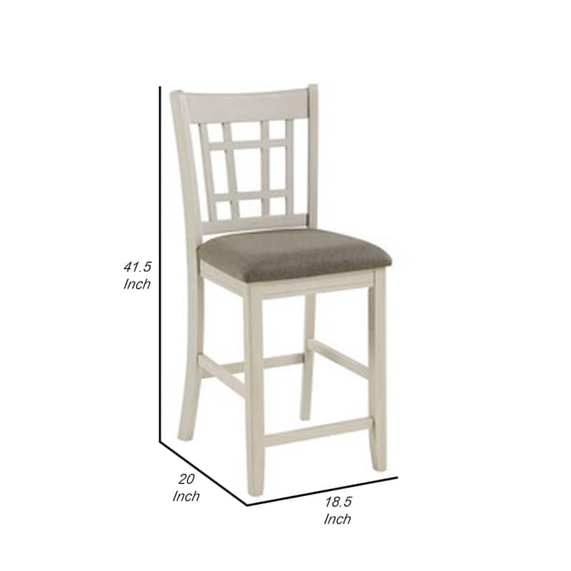 Glee 26 Inch Counter Height Chair, Set of 2, Antique White and Brown Finish