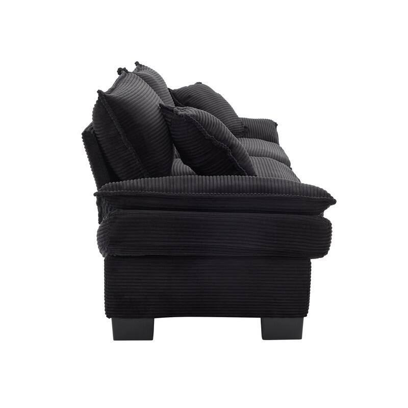 Oversized Corduroy Loveseat Sofa - 84" Wide Deep-Seat Couch with Pillows for Living Room, Apartment, Office