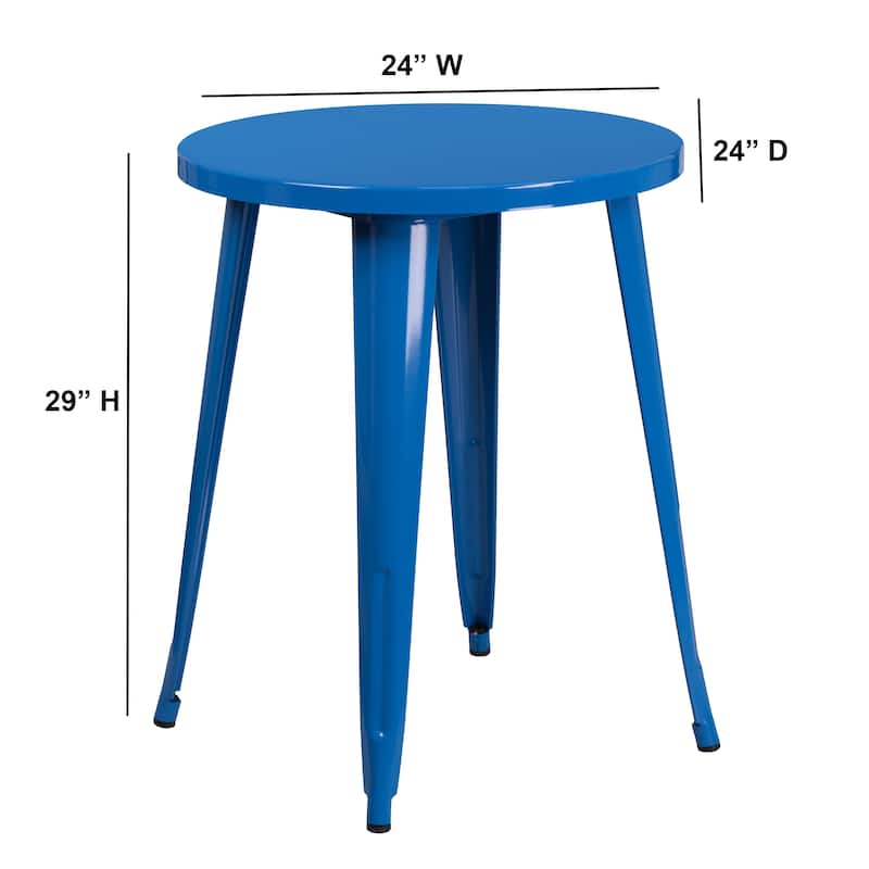 Steel Round Indoor/ Outdoor Table - 24"W x 24"D x 29"H