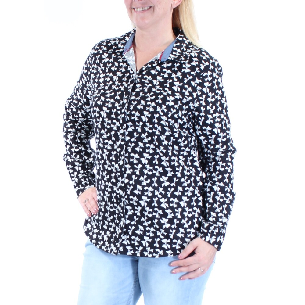 Black I-N-C Womens Rolled Neckline Basic T-Shirt XX-Large