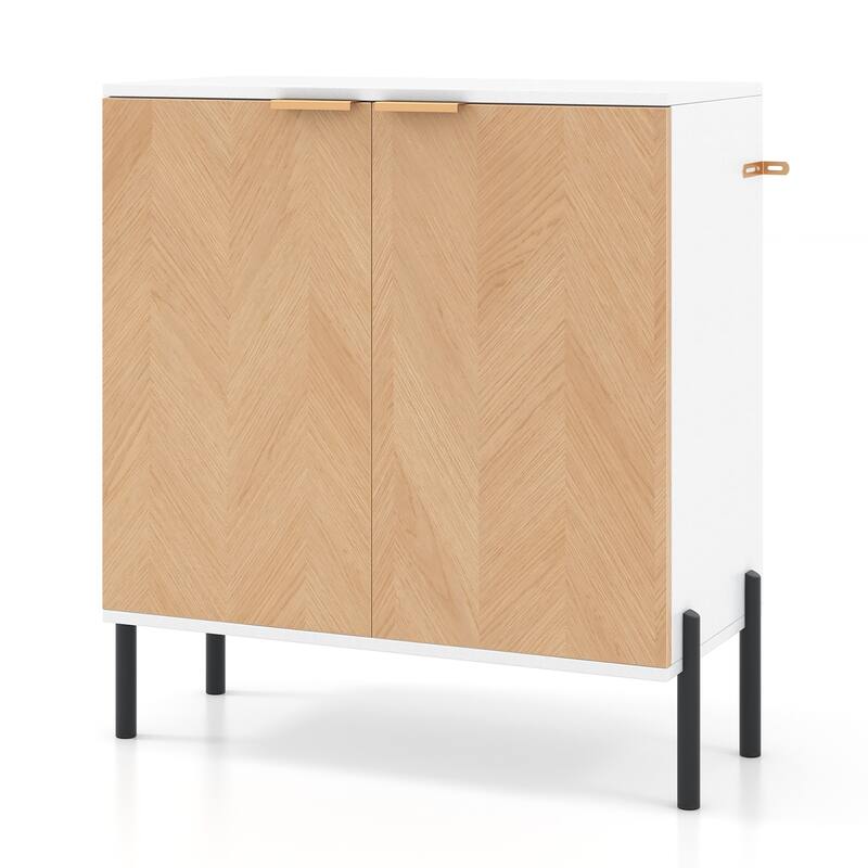 Gymax 2-Door Buffet Cabinet Sideboard Cabinet w/ Shelf Metal