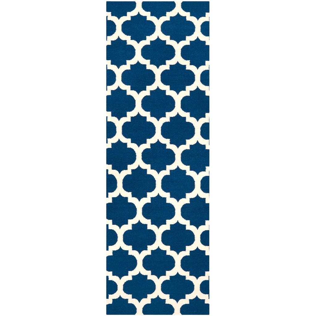 Hand-woven Comoros Moroccan Trellis Flatweave Wool Area Rug