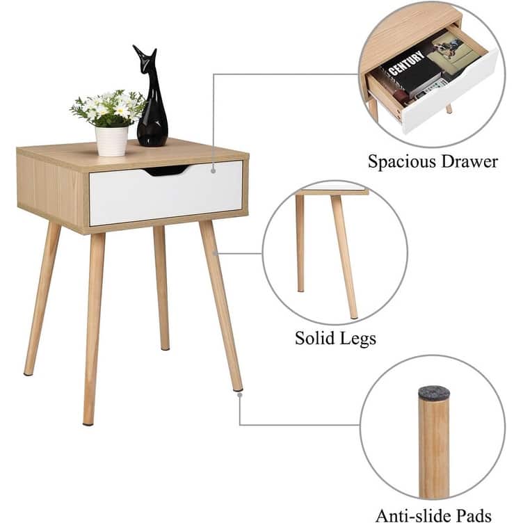 Wooden 1-Drawer Nightstand Nature