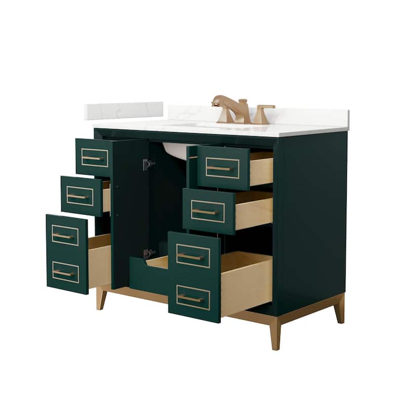 Wyndham Collection WCH515142S-QTZ-US3MXX Marlena 42" Free Standing
